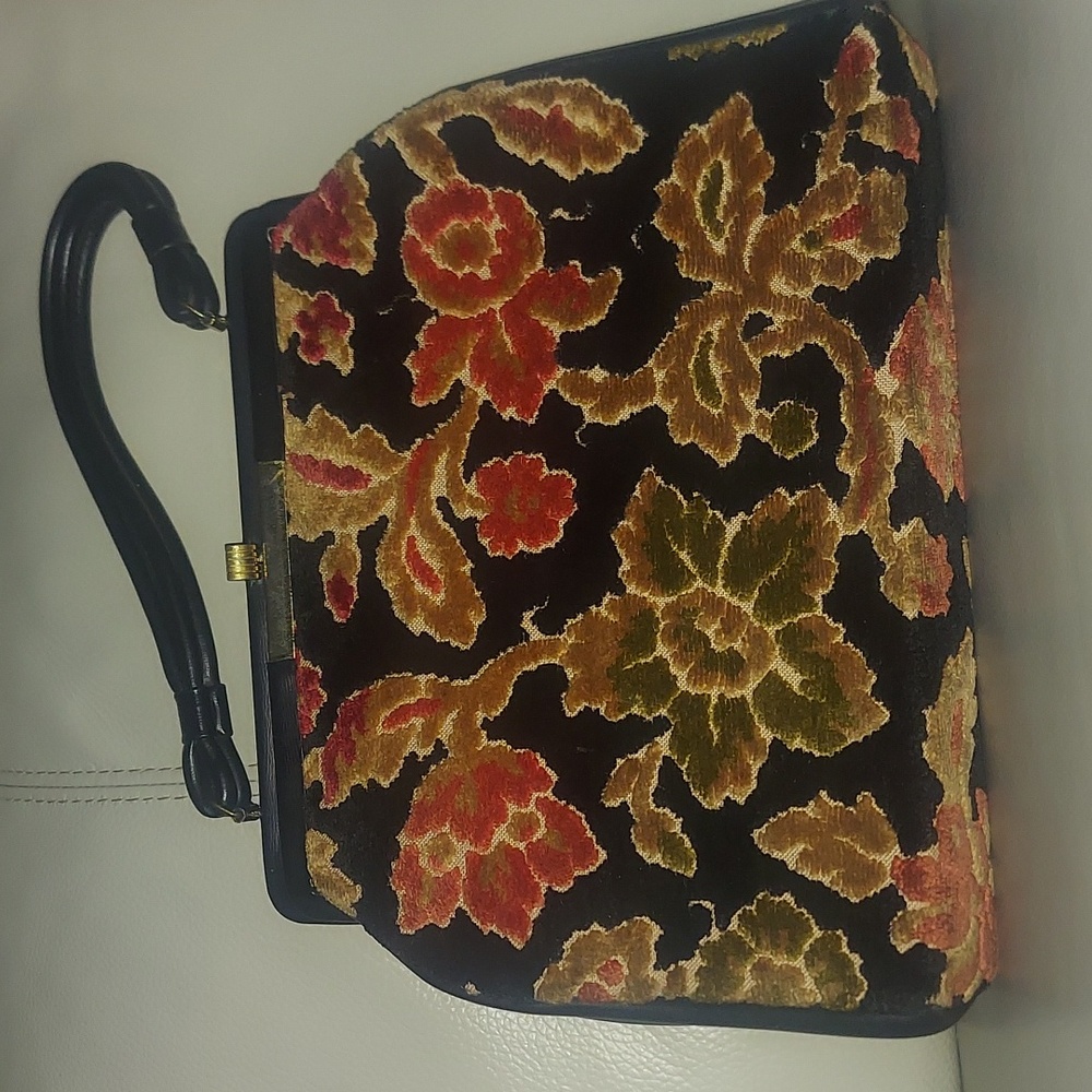 Vintage Floral chenille brocade purse